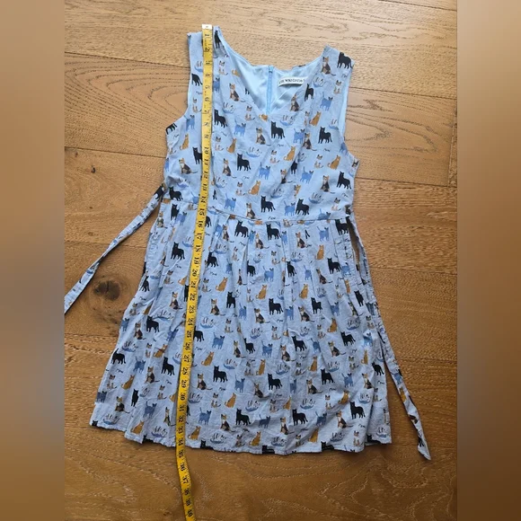 SM Wardrobe Della Cat Print Sleeveless Tie Back Dress Size XL - Picture 10 of 12